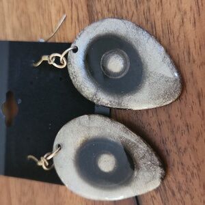 Elegant Black and Gold Teardrop Earrings Dual Side Design